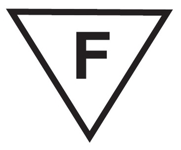 Značka nebo symbol pro napájecí zdroje, které lze umístit na hořlavé materiály.